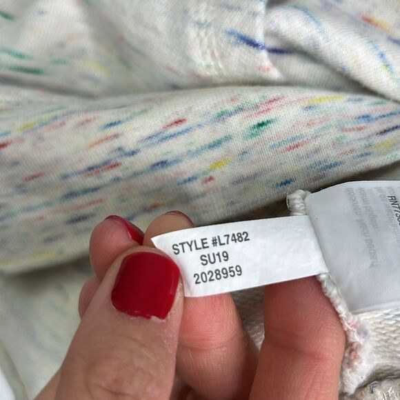 J. Crew Cream & Rainbow Heathering Hoodie with Tassels Size Medium - Picture 11 of 13